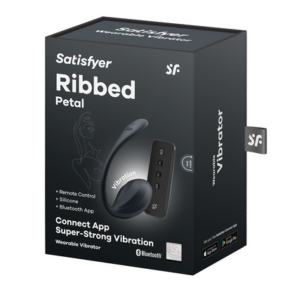 Ribbed Petal Connect App - Draagbare Koppel Vibrator - Zwart Schwarz - 2