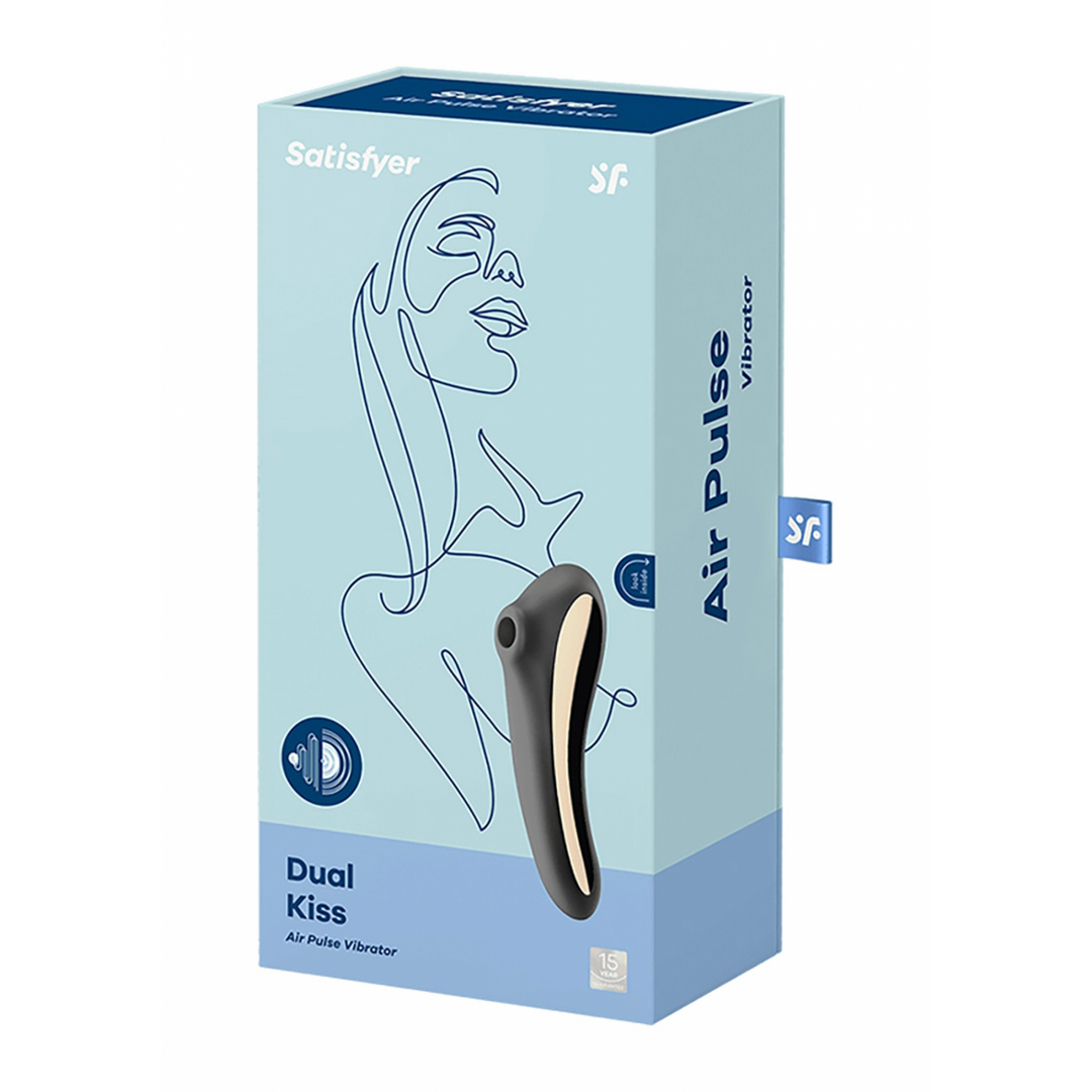 Dual Kiss - Air Pulse Vibrator - Zwart Schwarz - 2
