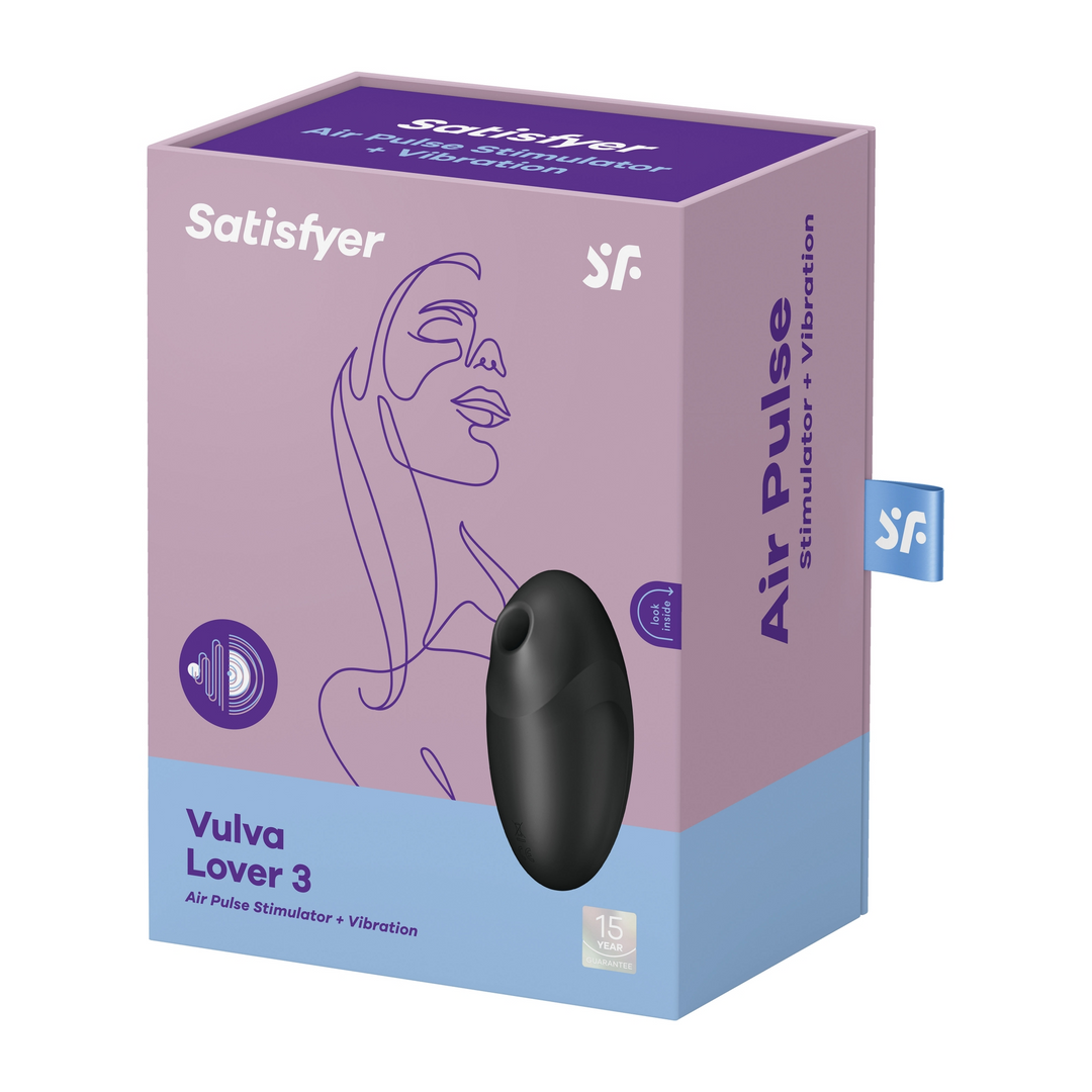 Vulva Lover 3 - Dubbele Air Pulse Vibrator - Zwart Schwarz - 1