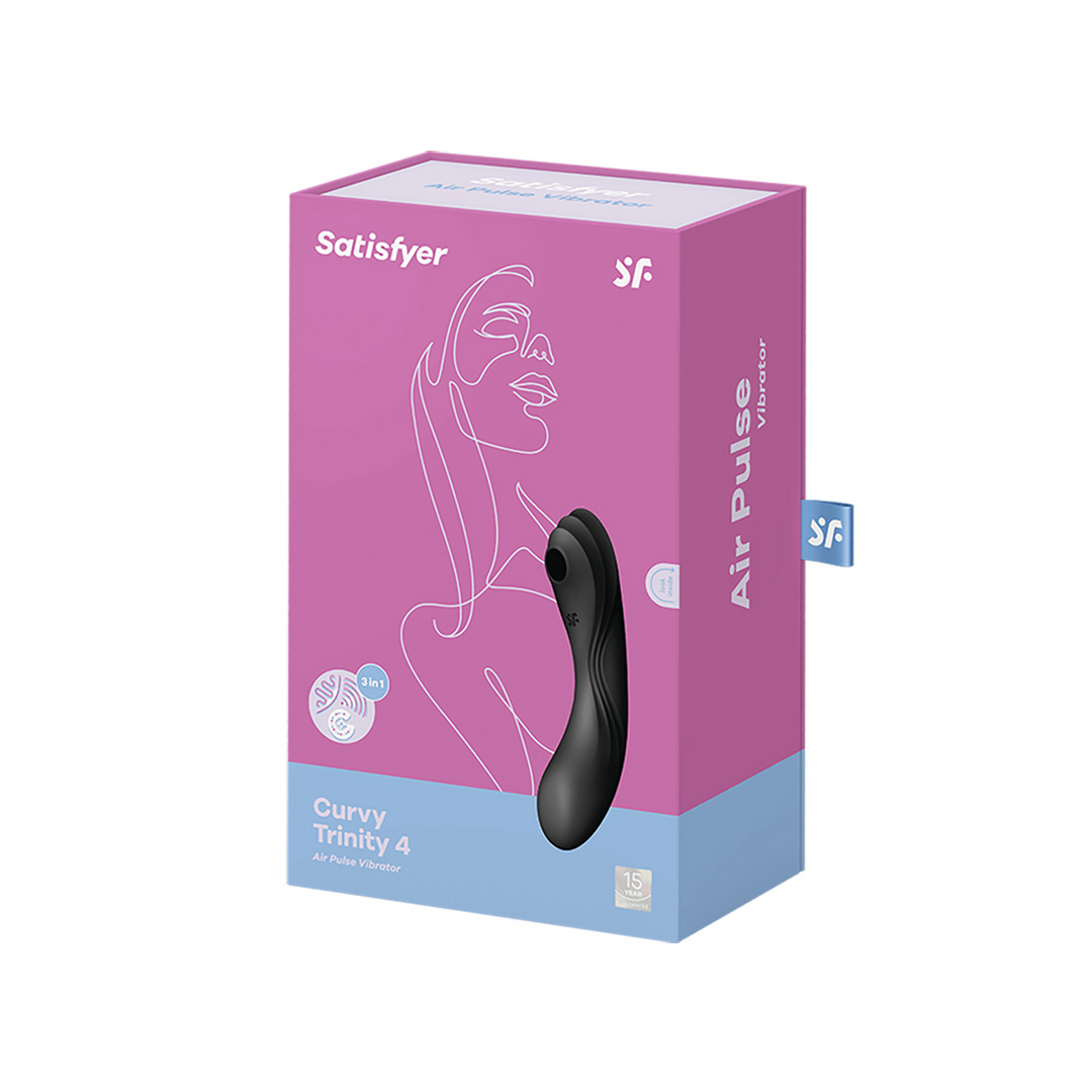 Curvy Trinity 4 - Insertable Air Pulse Vibrator - Zwart Schwarz - 1