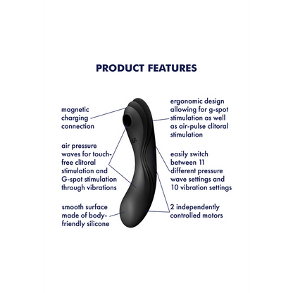 Curvy Trinity 4 - Insertable Air Pulse Vibrator - Zwart Schwarz - 0