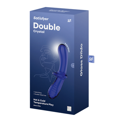 Dubbele Crystal - Glazen Dildo - Lichtblauw Blau - 2