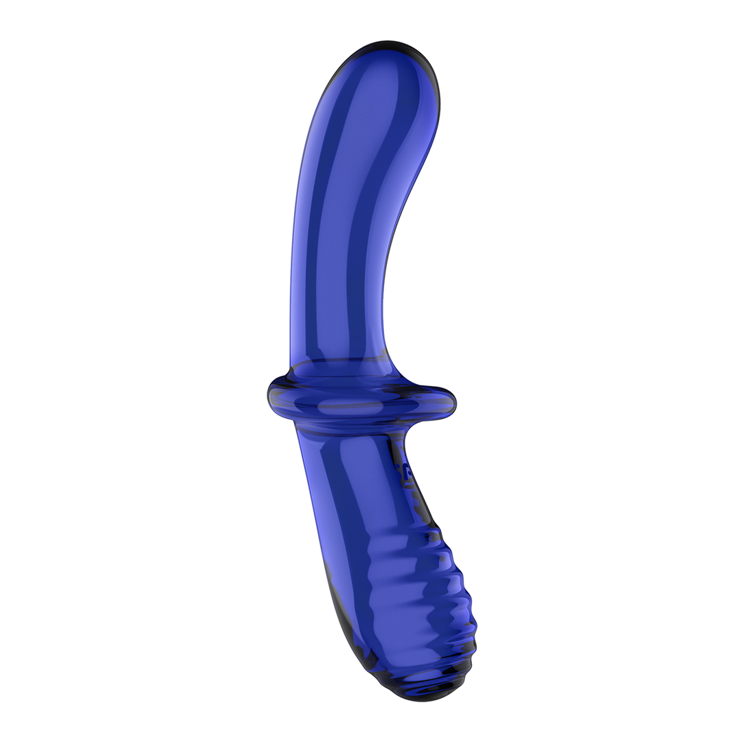 Dubbele Crystal - Glazen Dildo - Lichtblauw Blau - 4