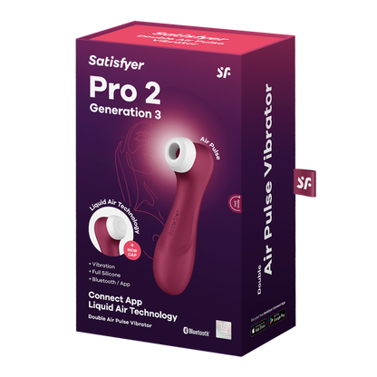 Pro 2 Generatie 3 - Double Air Pulse Vibrator - Liquid Air en Connect App - Wijnrood Violett - 5