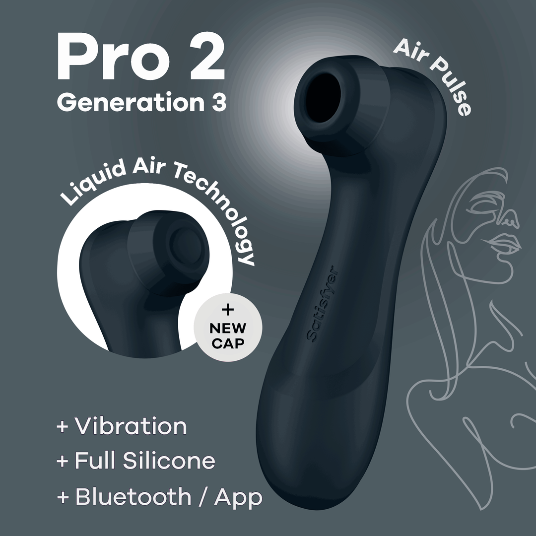 Pro 2 Generatie 3 - Double Air Pulse Vibrator - Liquid Air en Connect App - Zwart Schwarz - 4