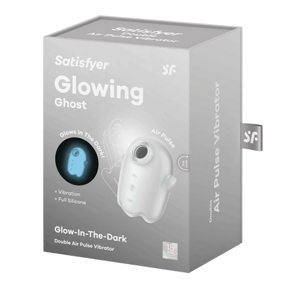 Glowing Ghost - Glow in the Dark - Dubbele Air Pulse Vibrator - Wit Weiß - 6