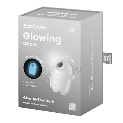 Glowing Ghost - Glow in the Dark - Dubbele Air Pulse Vibrator - Wit Weiß - 3