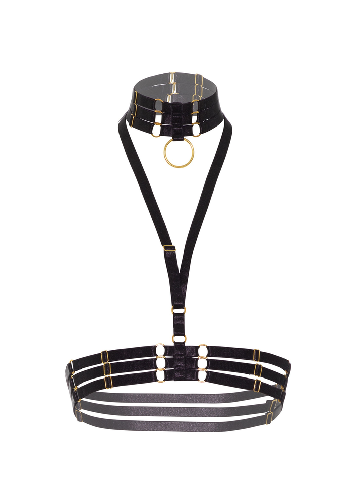 Kinky Diva Halter Harness + O-Ring Collar BLACK O/S - 0