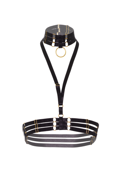 Kinky Diva Halter Harness + O-Ring Collar BLACK O/S - 0