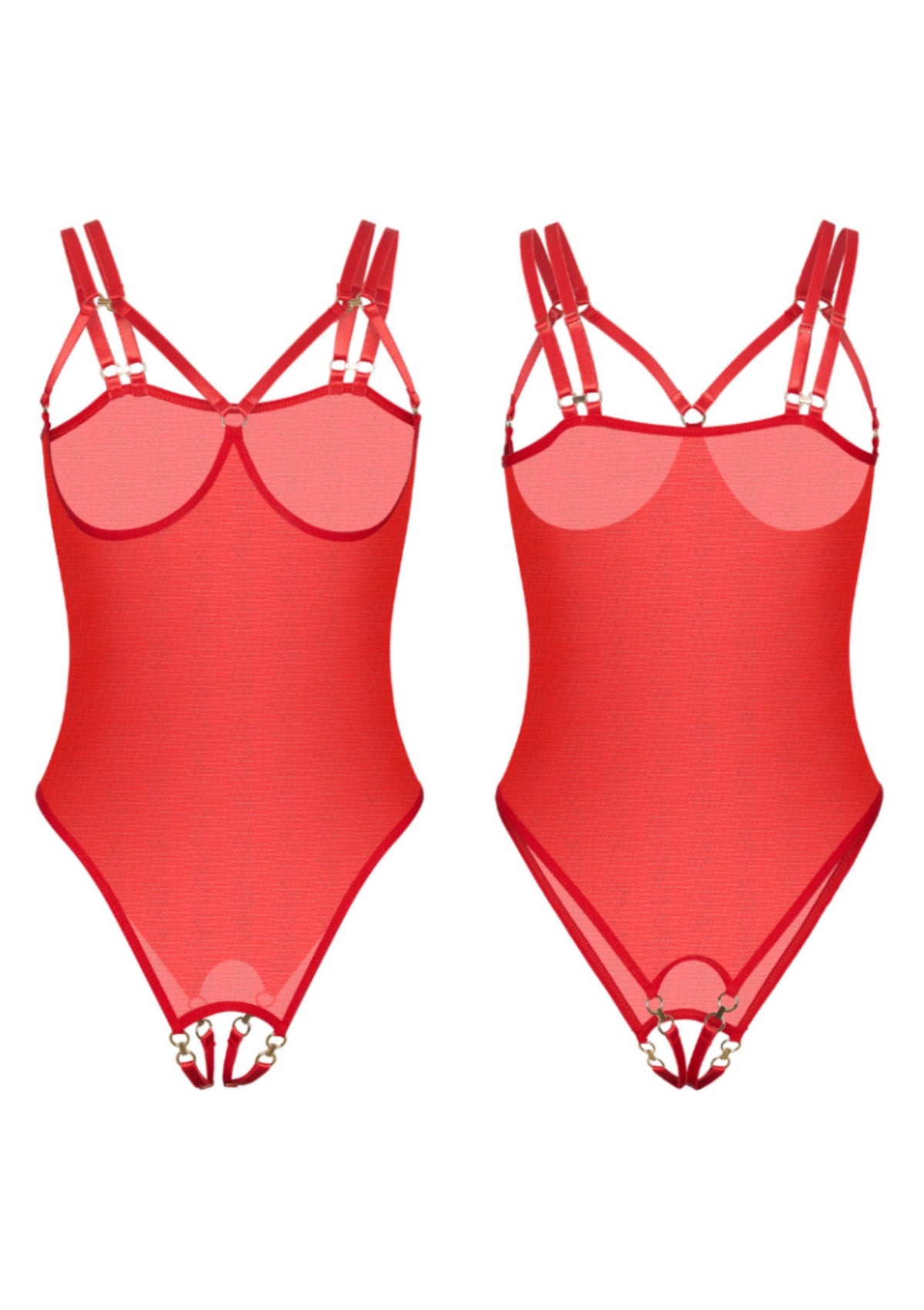Piquant Cupless & Crotchless Body RED O/S - 2