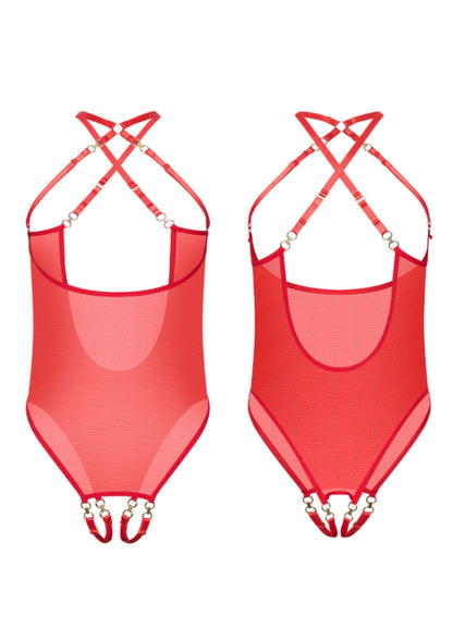 Coquette Cupless & Crotchless Body RED O/S - 3