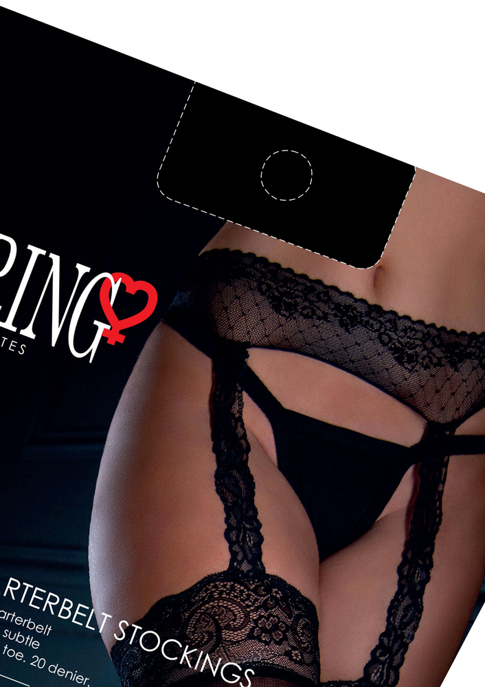 Daring Intimates Satin Touch Garterbelt Stockings BLACK O/S - 5