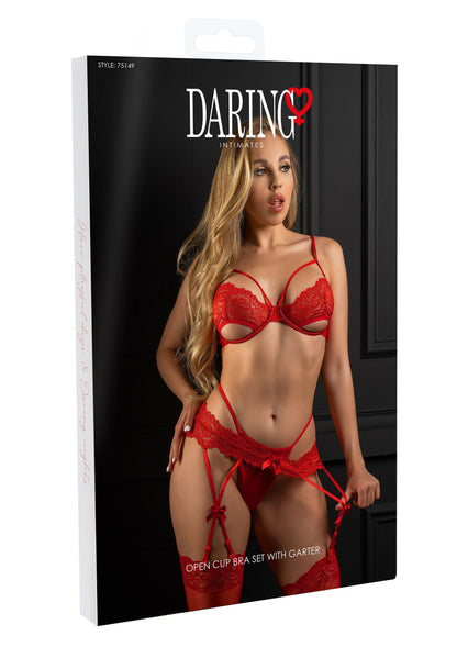 Unlined bra set with garter RED S/M - 8