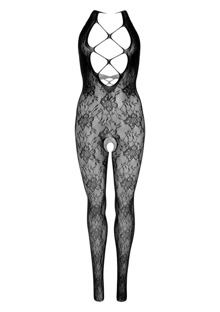Daring Intimates Floral Halter Bodystocking BLACK O/S - 3