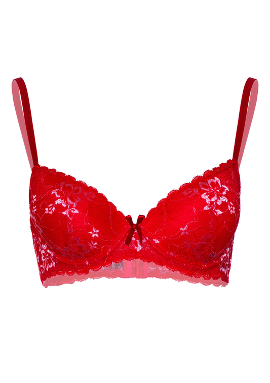 Daring Intimates Mix & Match Demi bra with floral lace - Rot