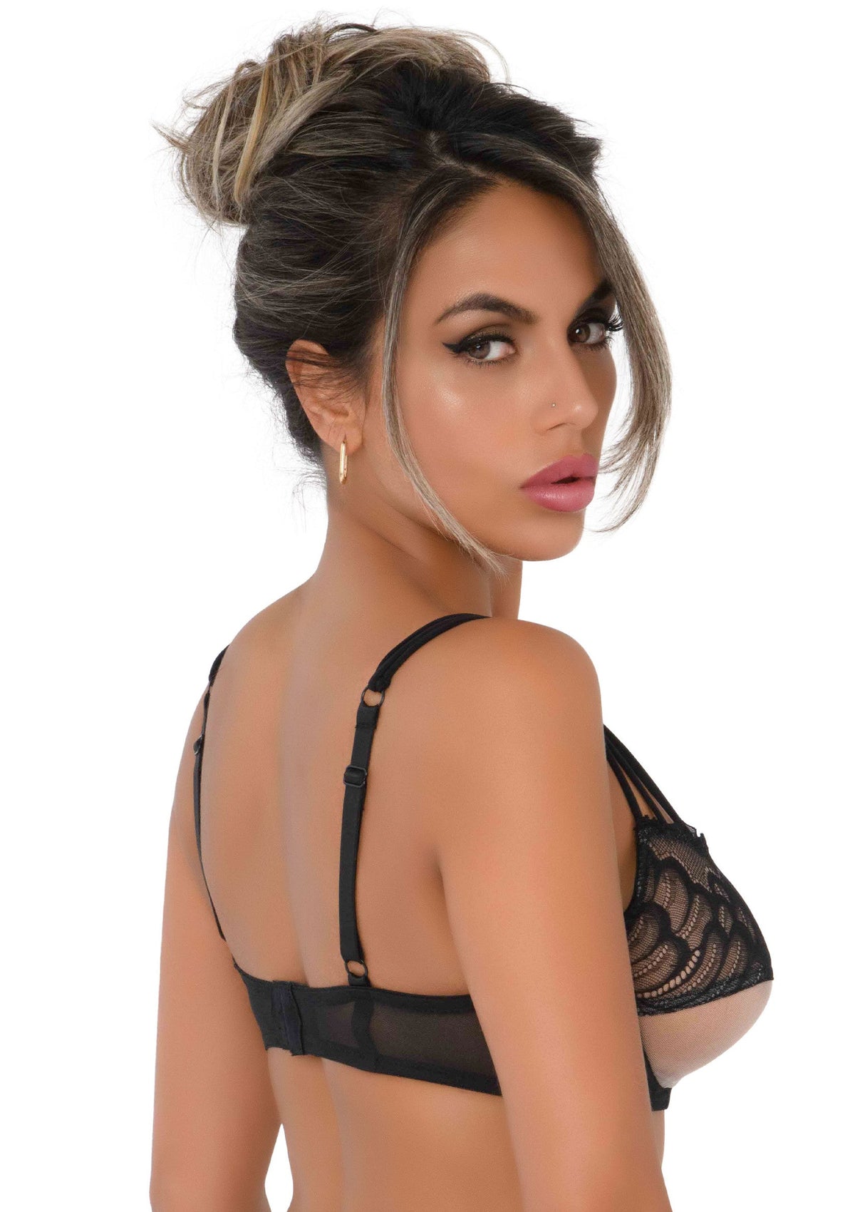 Unlined bra with faux underbust BLACK 75B - 2