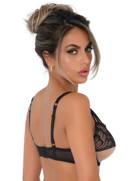 Unlined bra with faux underbust BLACK 75B - 2