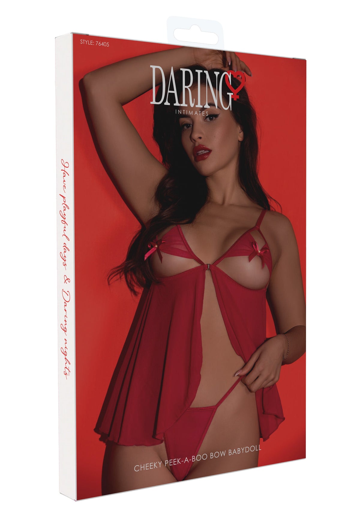 Cheeky Peek-a-Boo Bow Babydoll RED L/XL - 3