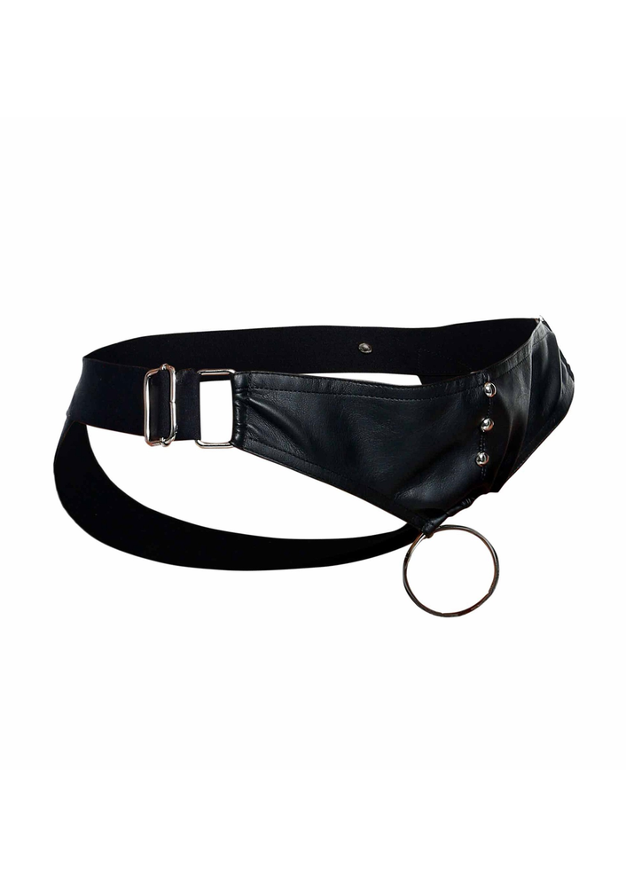MOB Eroticwear Dngeon Cockring Jockstrap BLACK O/S - 4