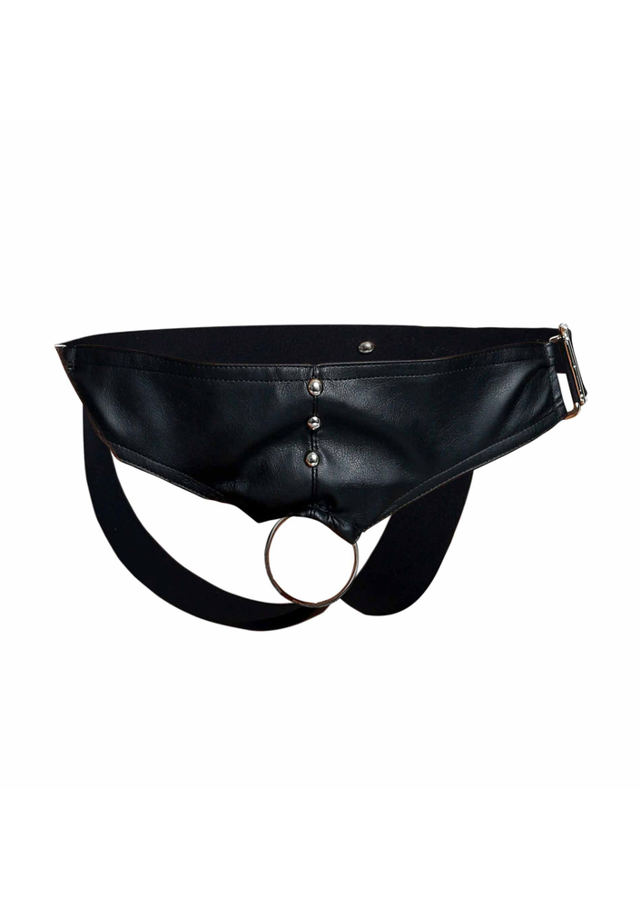 MOB Eroticwear Dngeon Cockring Jockstrap BLACK O/S - 8