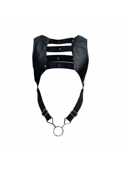 MOB Eroticwear Dngeon Top Cockring Harness BLACK O/S - 2