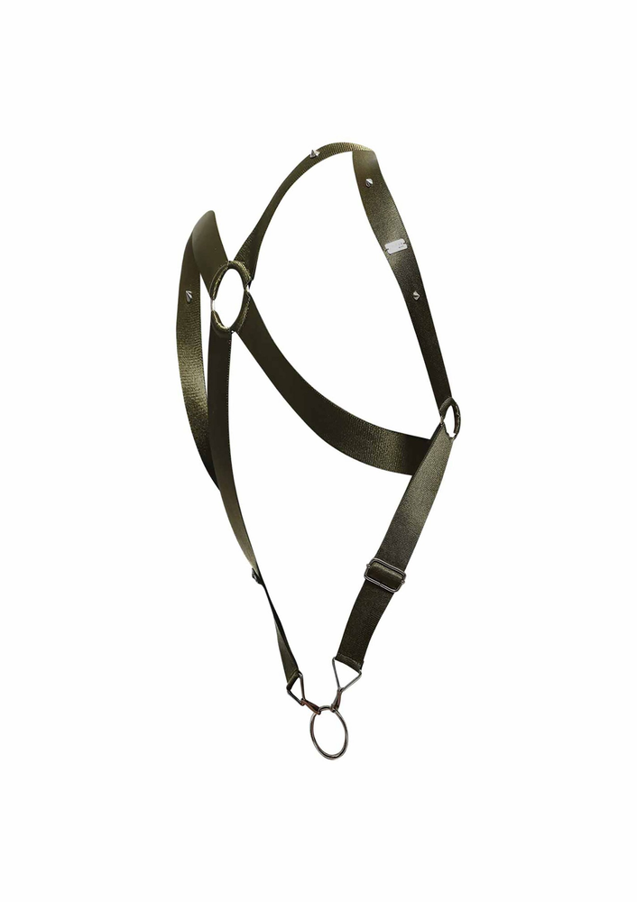 MOB Eroticwear Dngeon Crossback Harness GREEN O/S - 5
