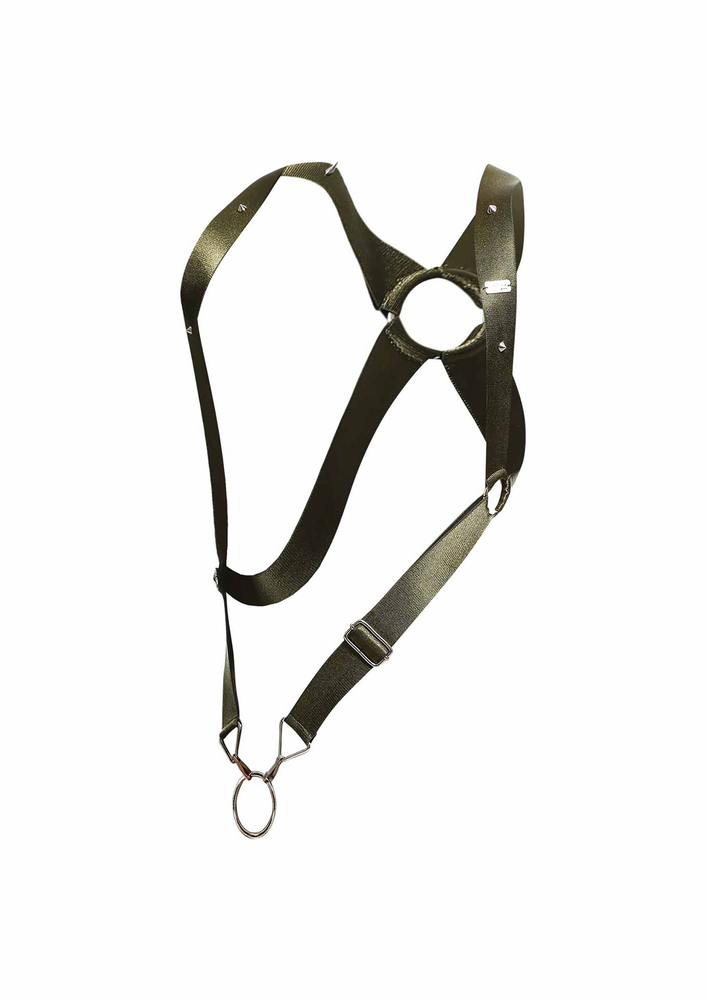 MOB Eroticwear Dngeon Crossback Harness GREEN O/S - 8