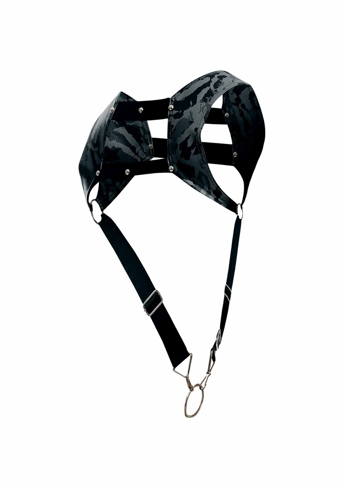 MOB Eroticwear Dngeon Top Cockring Harness GREY O/S - 2