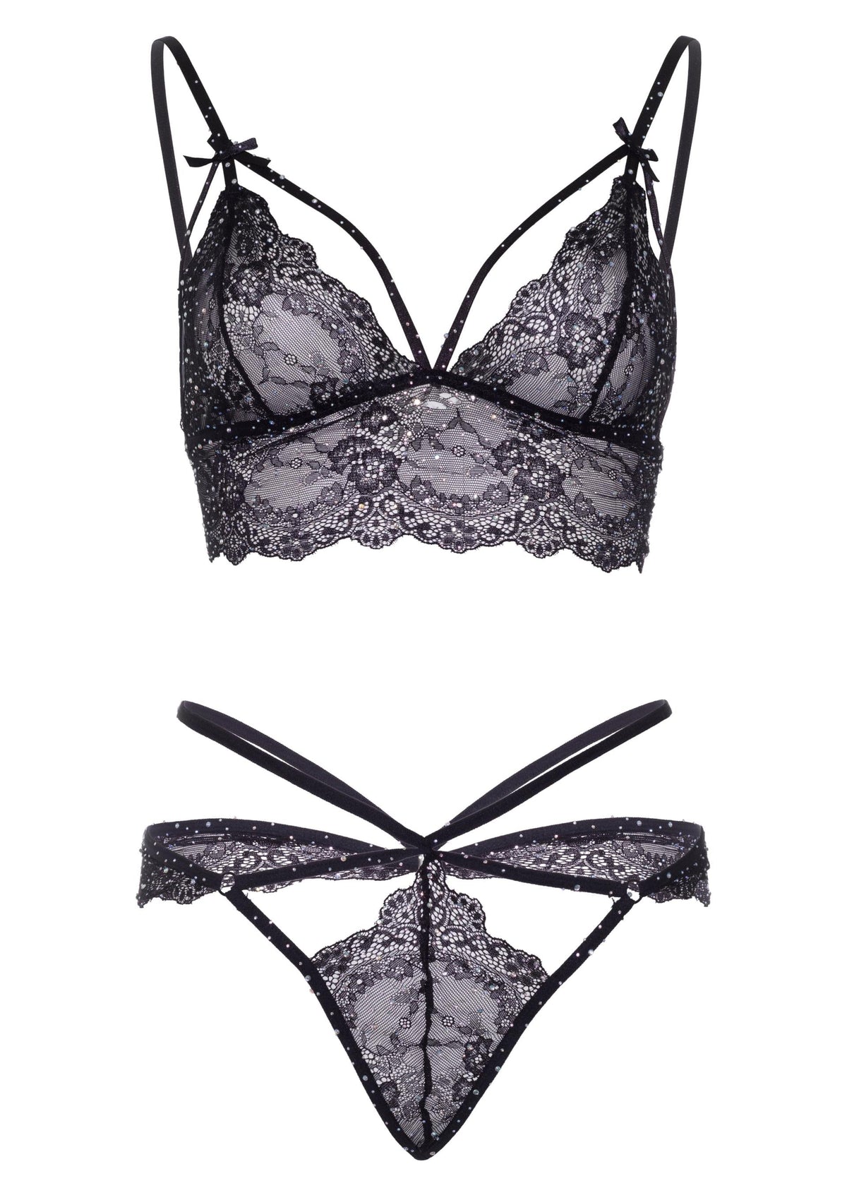 Strappy Bralette and String BLACK L - 4