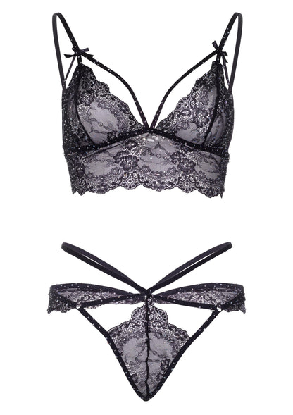 Strappy Bralette and String BLACK L - 4