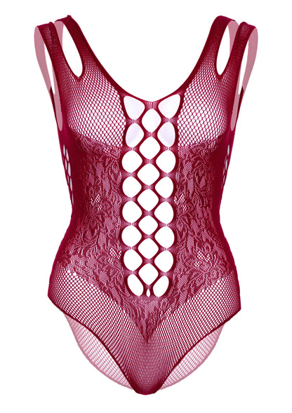 Plus Seamless Bodysuit with Shoulder Straps RED 1X/2X - 5