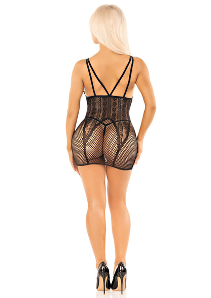 Heart Net Mini Dress BLACK O/S - 3