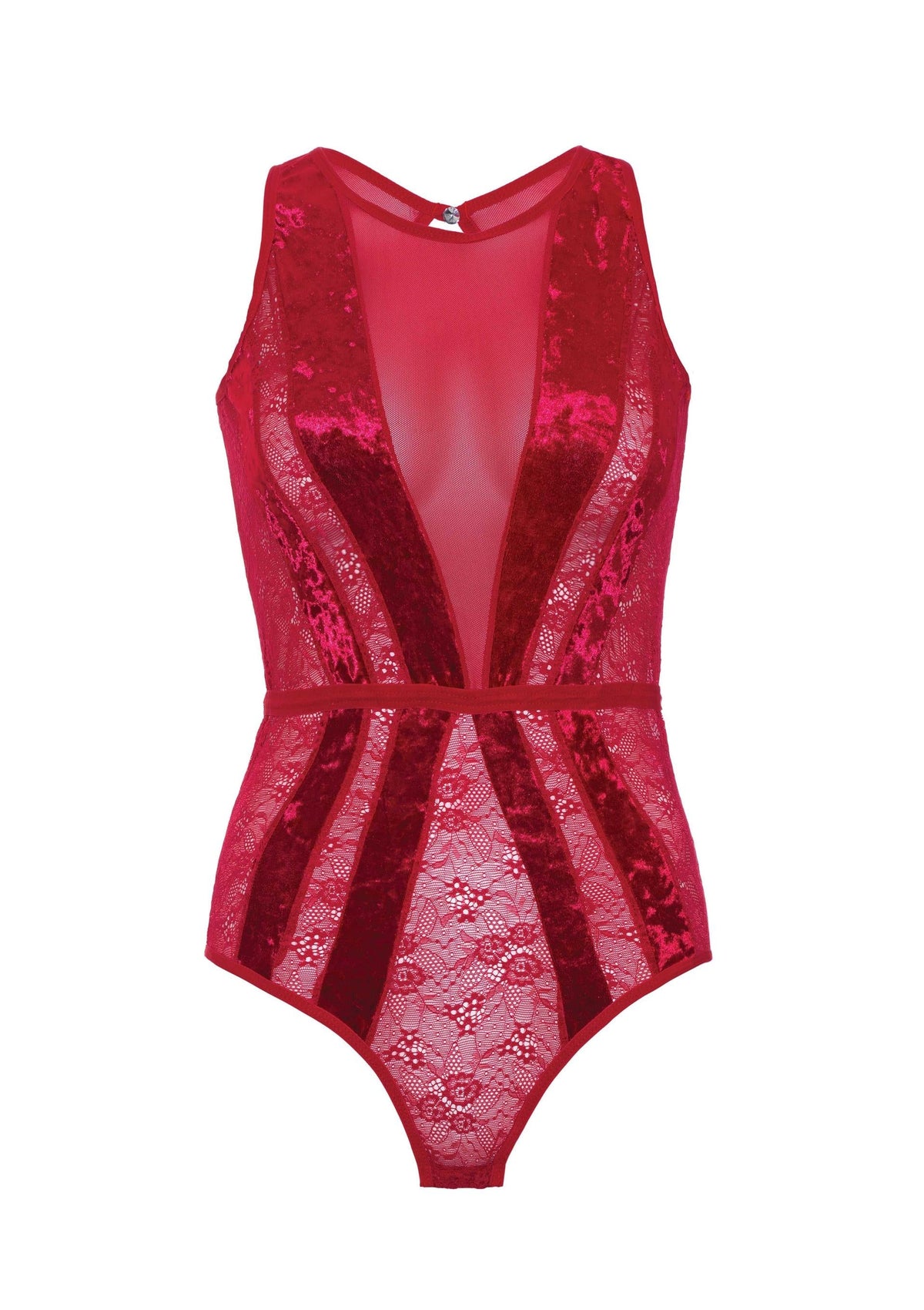 Teddy with Keyhole Back and Snap Crotch RED L - 6