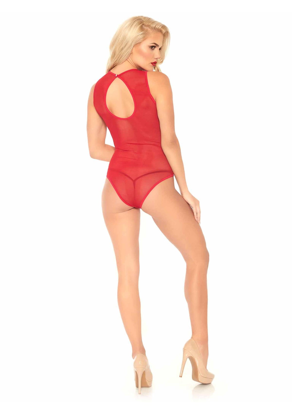 Teddy with Keyhole Back and Snap Crotch RED L - 4