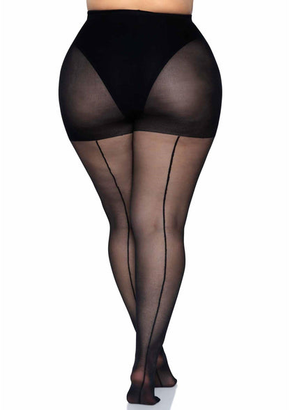 Plus Backseam Pantyhose BLACK 1X/2X - 2