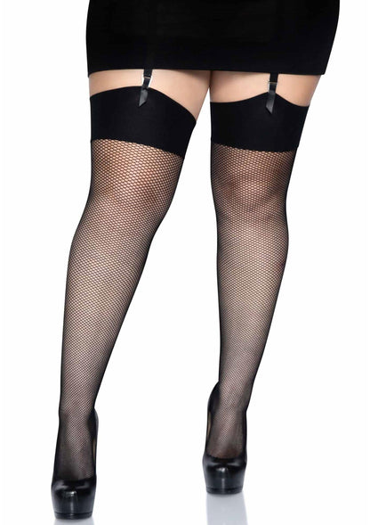 Plus Elastane Fishnet Stockings BLACK 1X/2X - 0