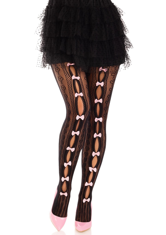 Leg Avenue Sweetheart striped net tights - Schwarz