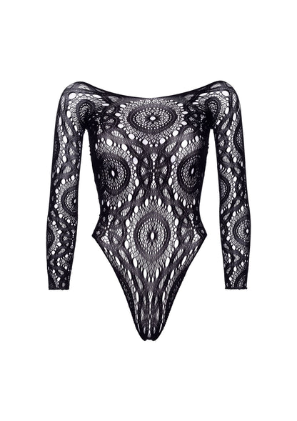 Leg Avenue Snap crotch thong back teddy BLACK S/M - 2