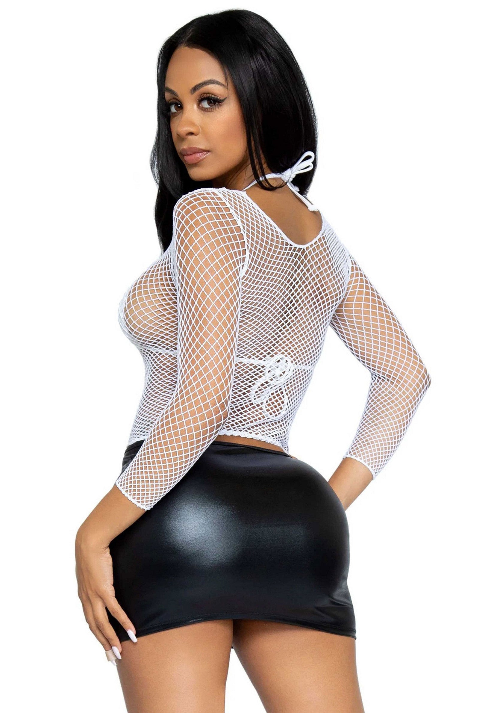 Leg Avenue Long Sleeves Fishnet Top WHITE O/S - 0