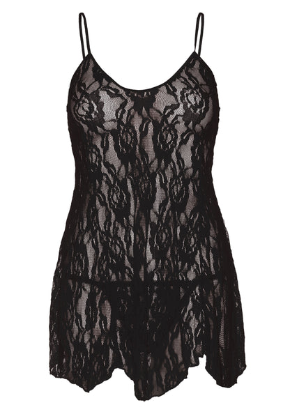 Leg Avenue Rose Lace Flair Chemise BLACK O/S - 0