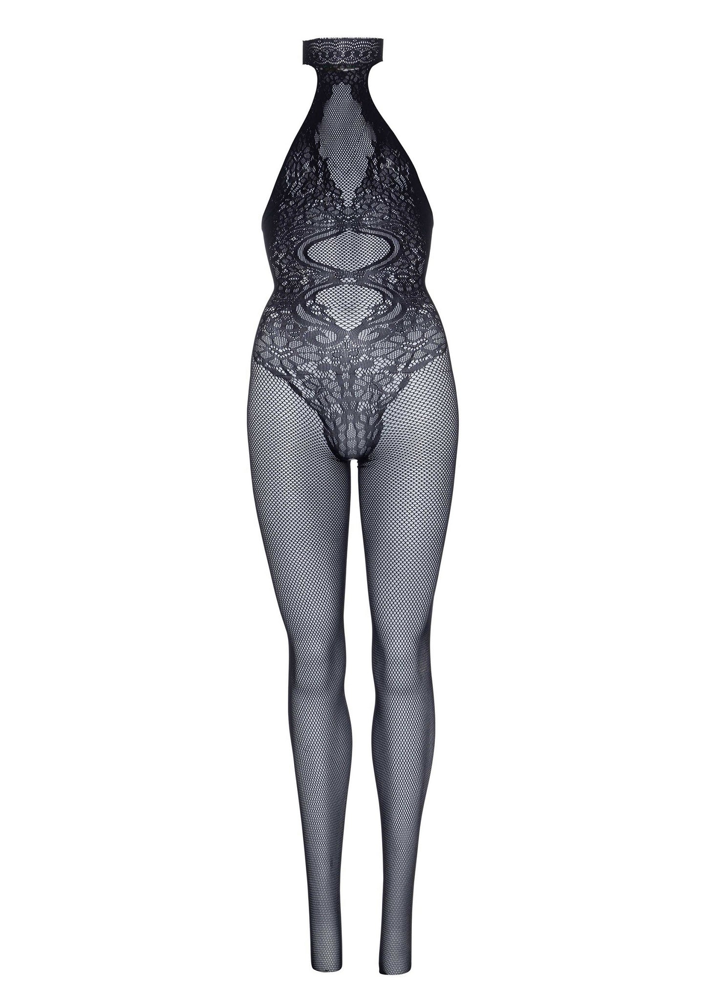 Leg Avenue Seamless Halter Bodystocking BLACK O/S - 2