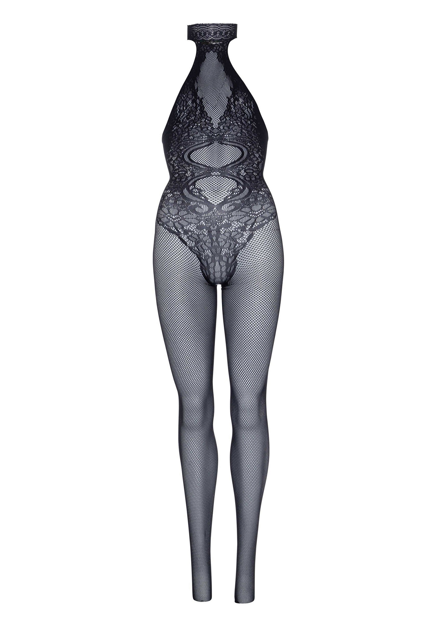 Leg Avenue Seamless Halter Bodystocking BLACK O/S - 2