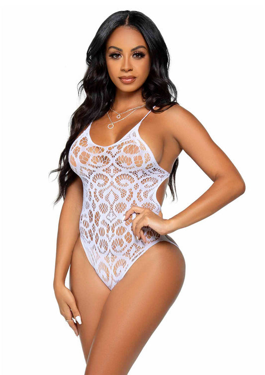 Leg Avenue Seamless scroll lace bodysuit - Weiß
