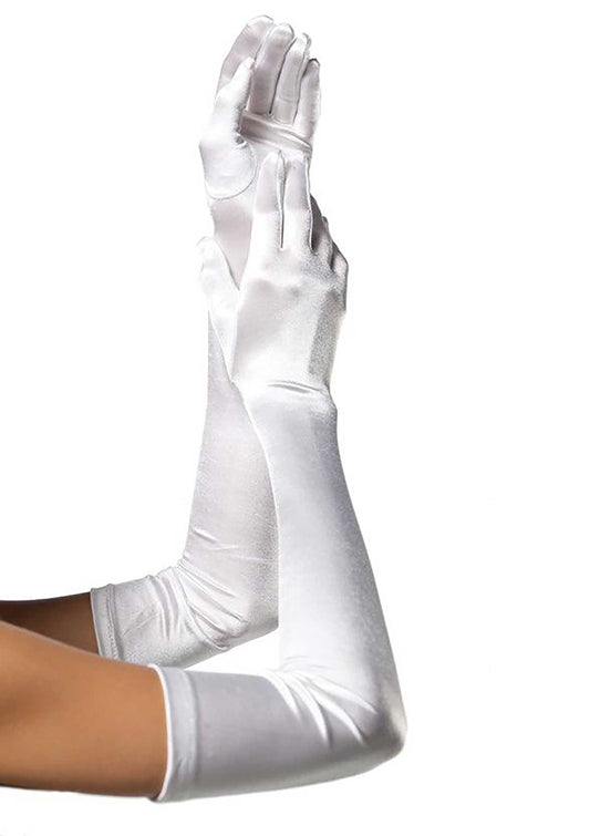 Extra Long Satin Gloves - Weiß