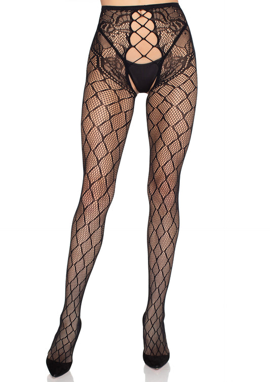 Net Tights with Crotchless Panty