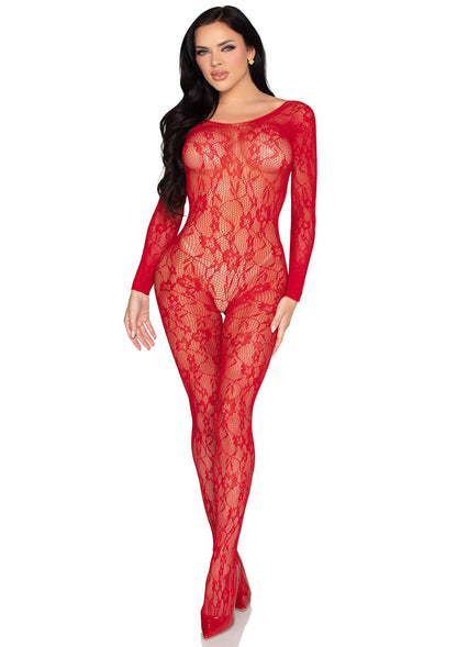 Lace Lingerie Bodystocking RED O/S - 3