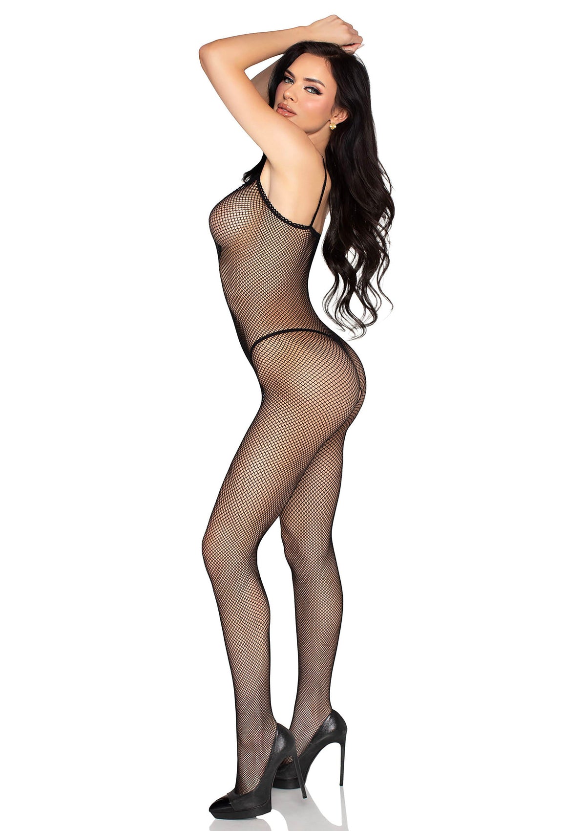 Crotchless Fishnet Bodystocking BLACK O/S - 2