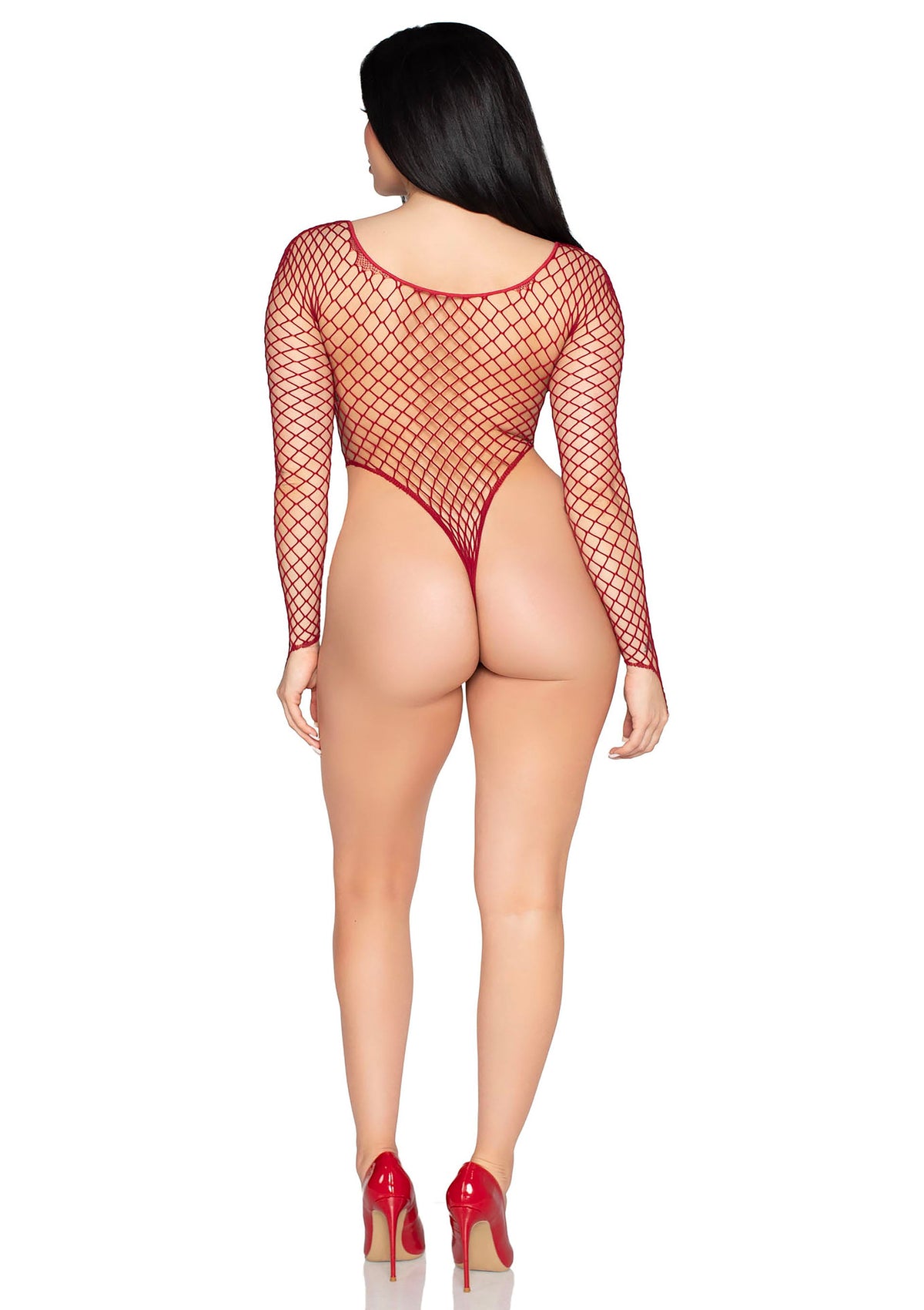 High-Cut Industrial Net Bodysuit RED O/S - 4