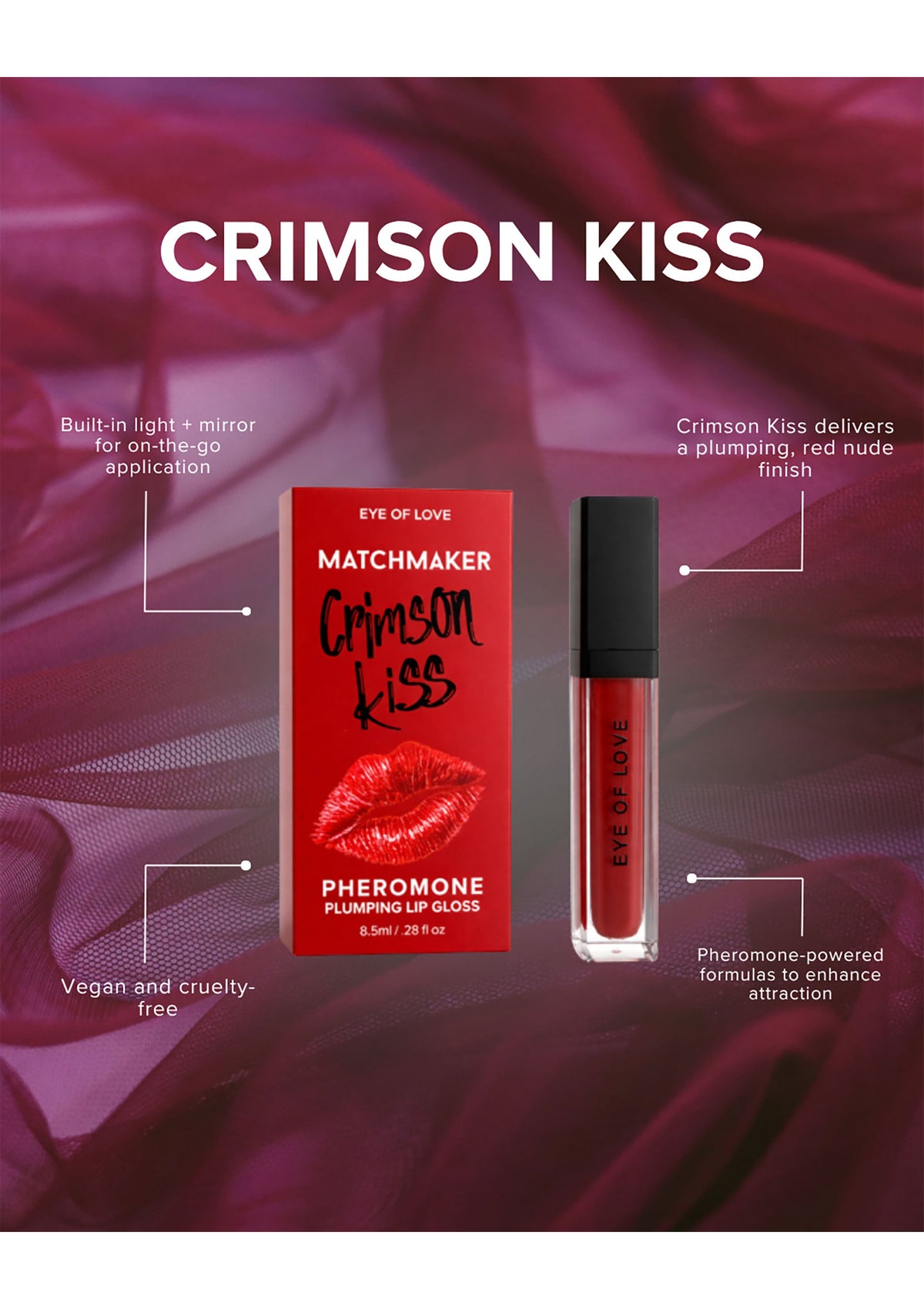 Crimson Kiss Pheromone Lip Gloss 8ml RED 8 - 4